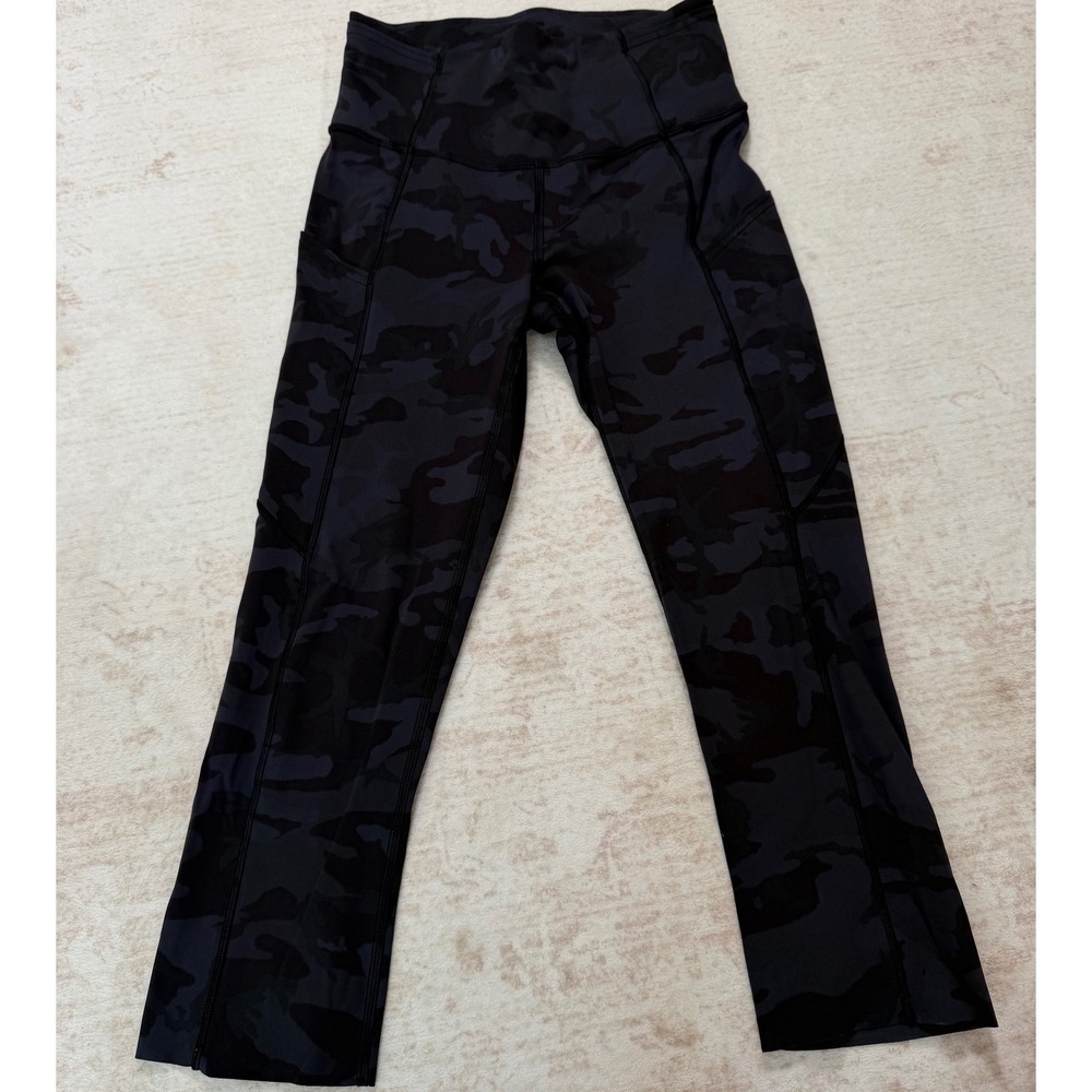 Lululemon Fast and Free Crop 19 Incognito Camo Multi Grey Size 4